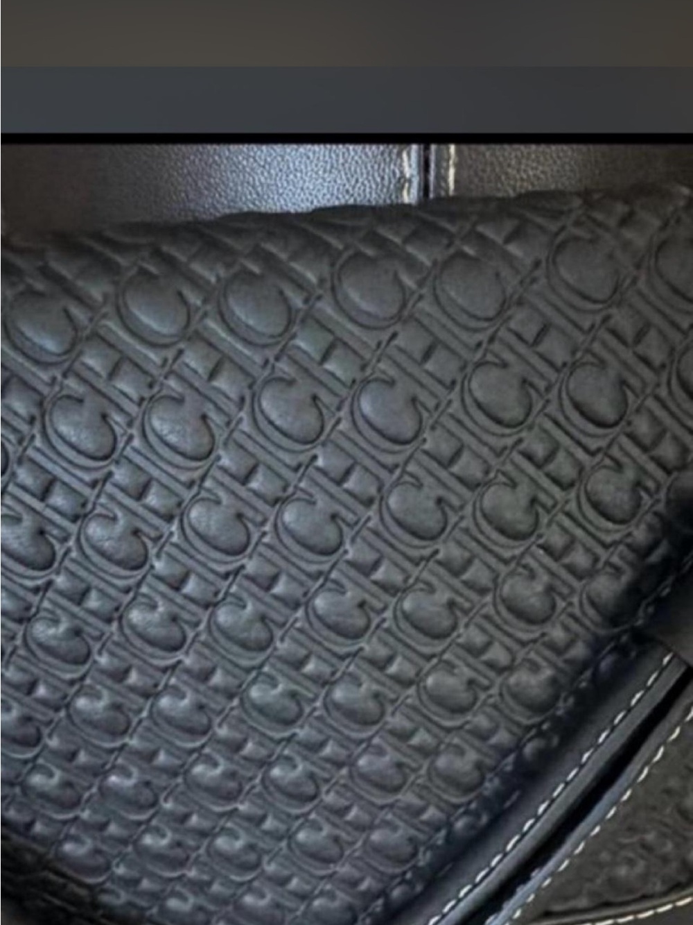 Carolina Herrera Black Embossed Crossbody Bag with Monogram Texture
